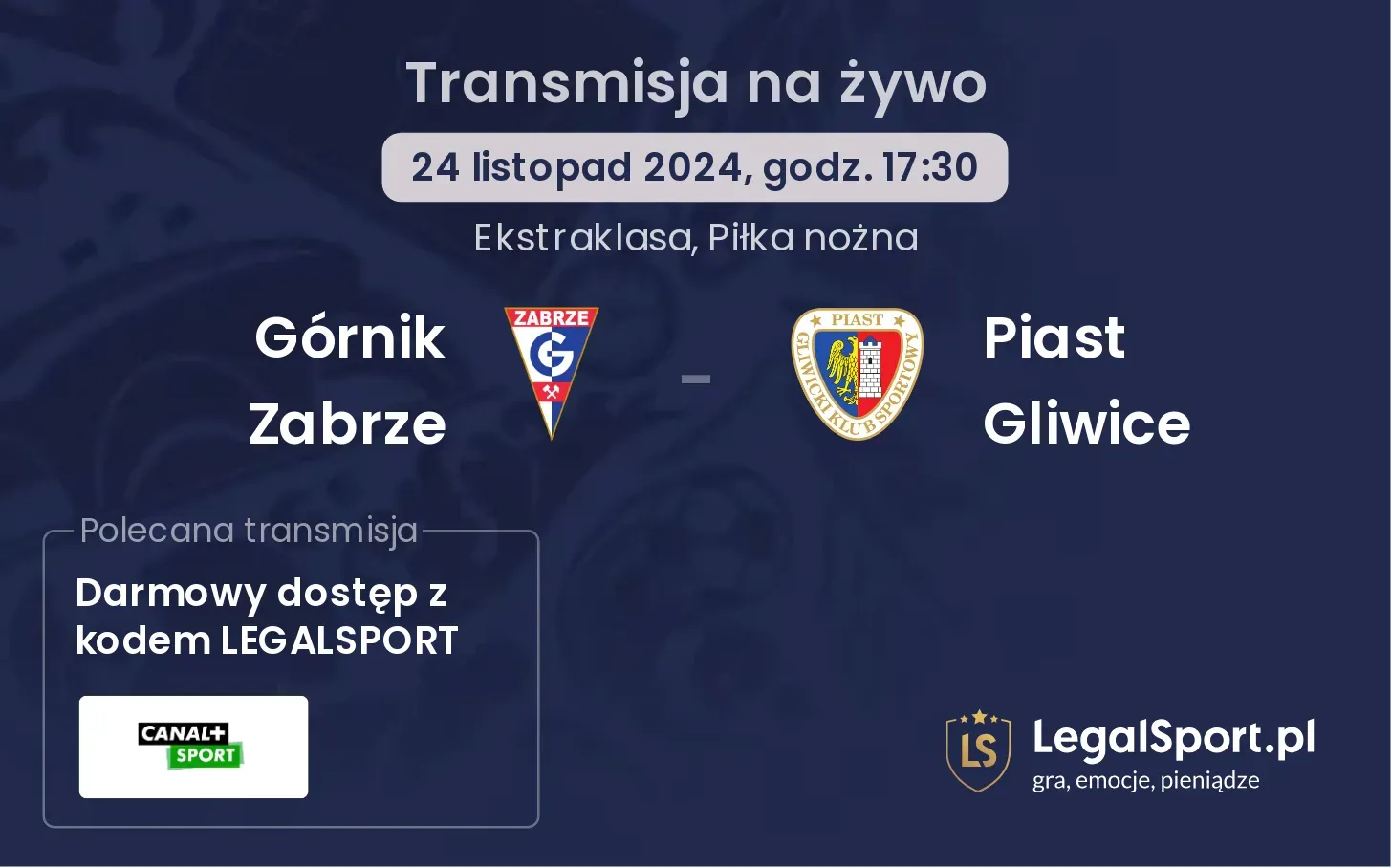 Górnik Zabrze - Piast Gliwice gdzie oglądać? 24.11, godz. 17:30