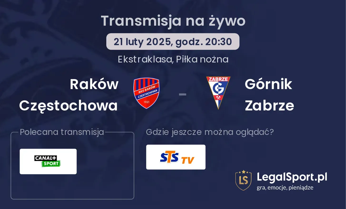 Raków Częstochowa - Górnik Zabrze gdzie oglądać?