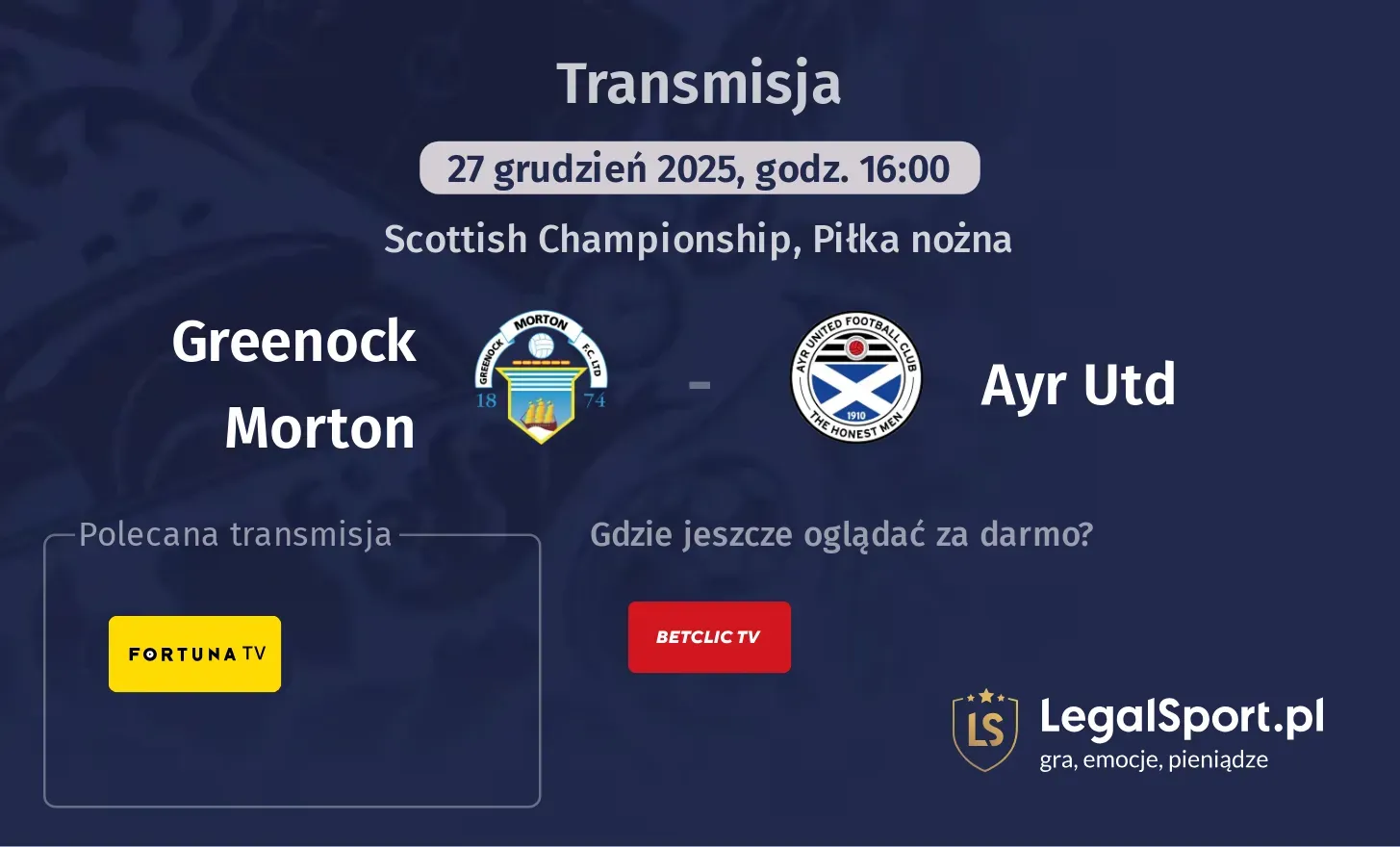 Greenock Morton - Ayr Utd Transmisje