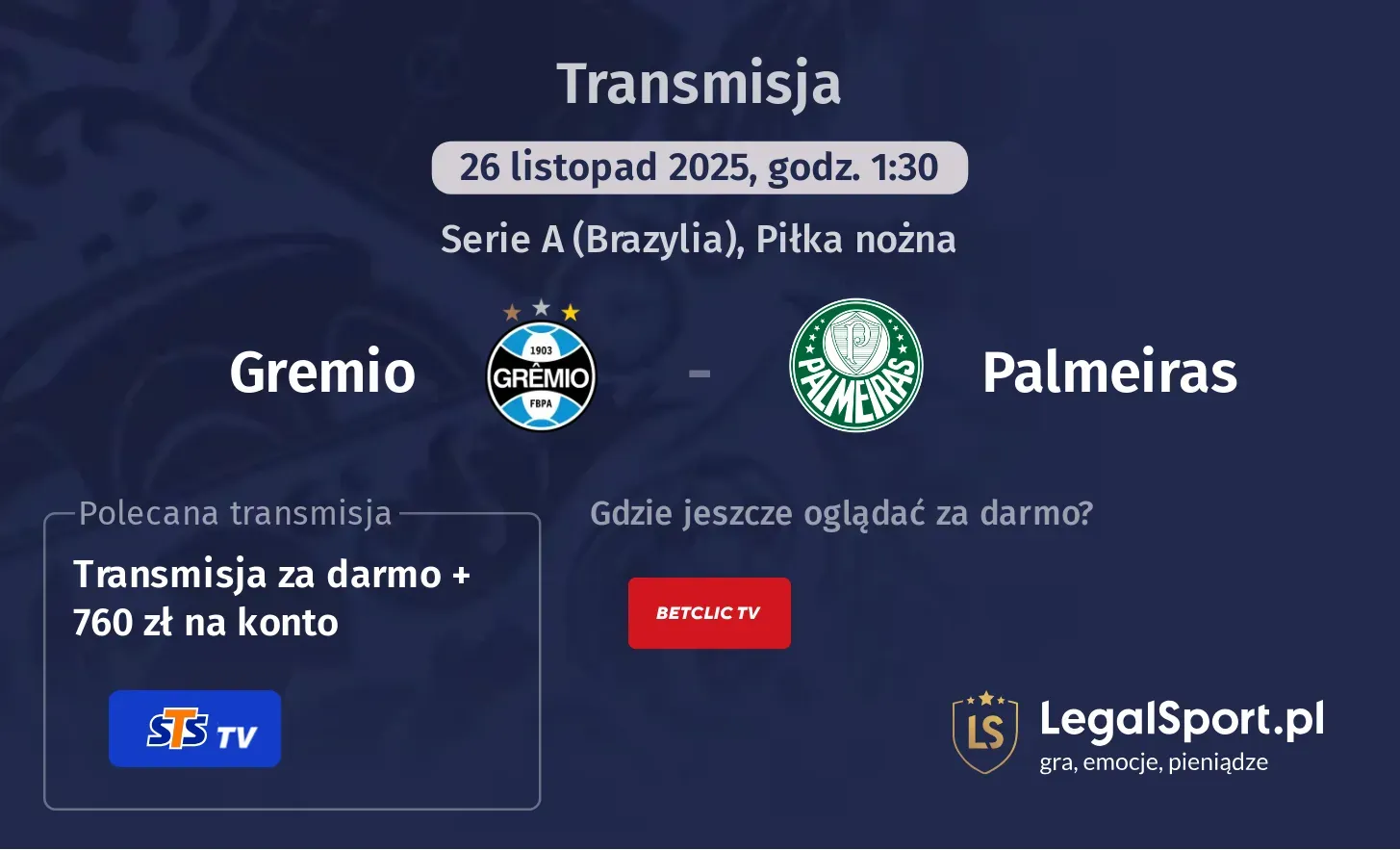 Gremio - Palmeiras Transmisje