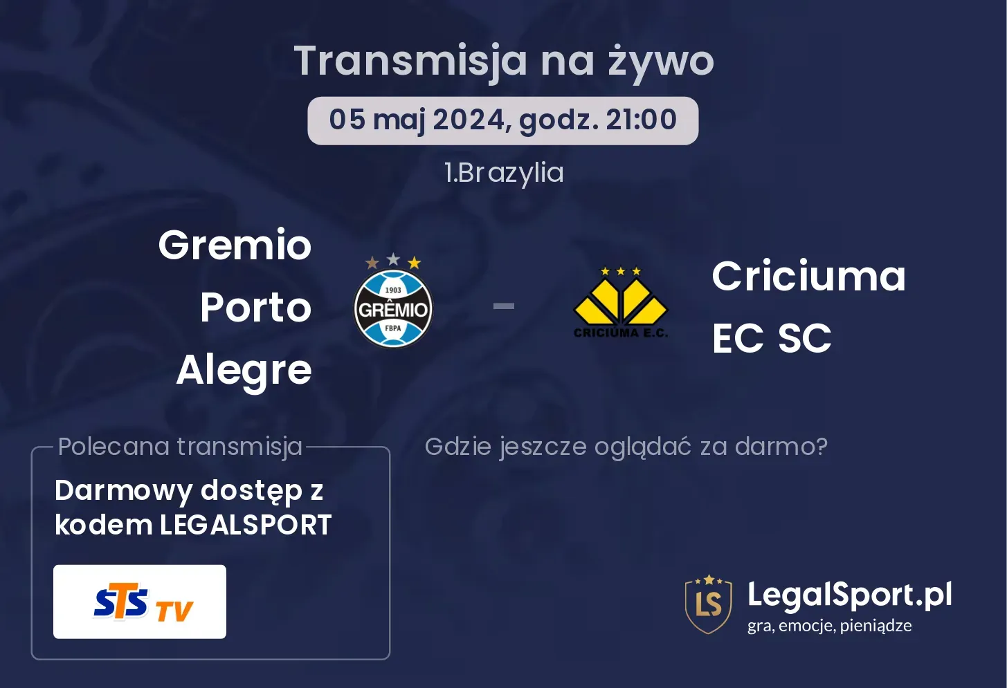 Gremio Porto Alegre - Criciuma EC SC transmisja na żywo