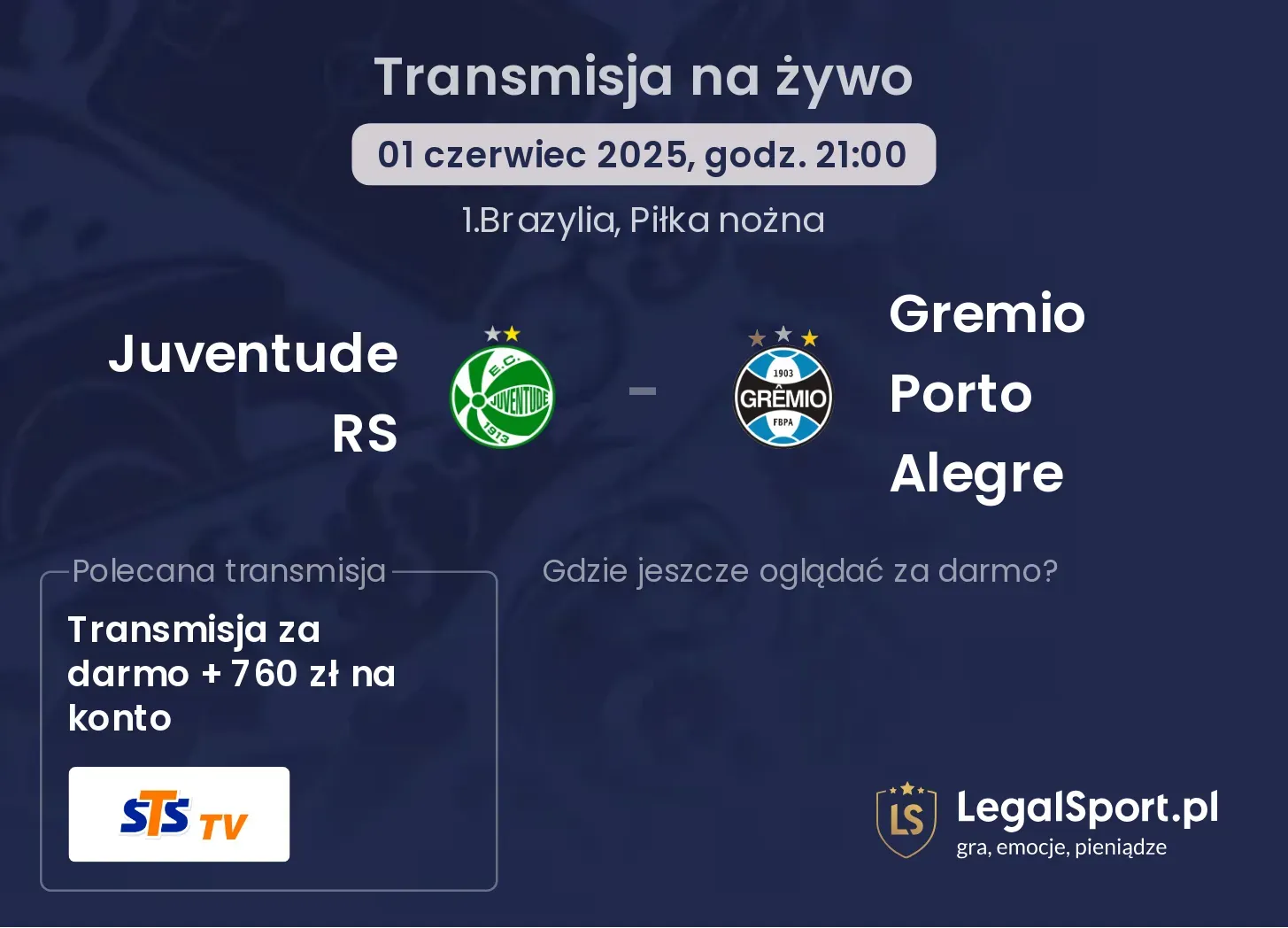 Juventude RS - Gremio Porto Alegre gdzie oglądać?