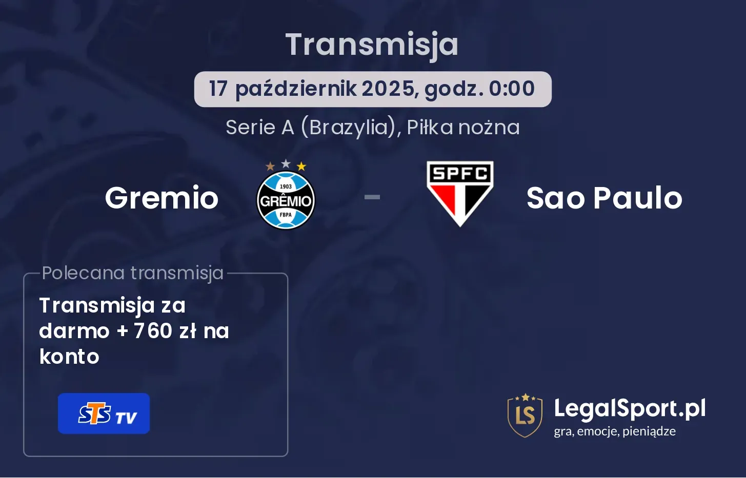 Gremio - Sao Paulo Transmisje
