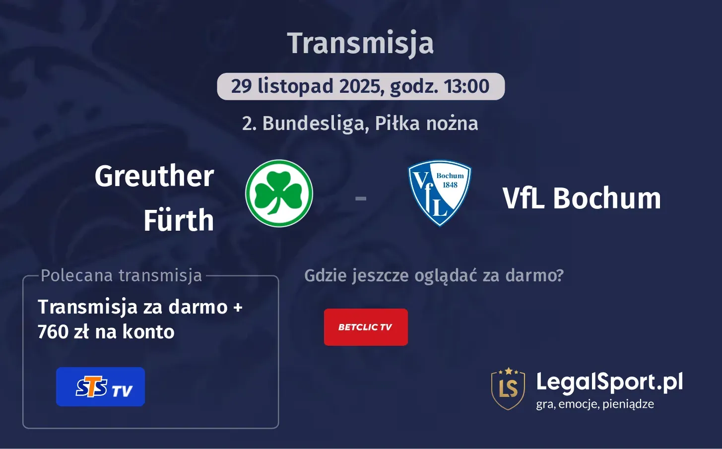 Greuther Fürth - VfL Bochum Transmisje