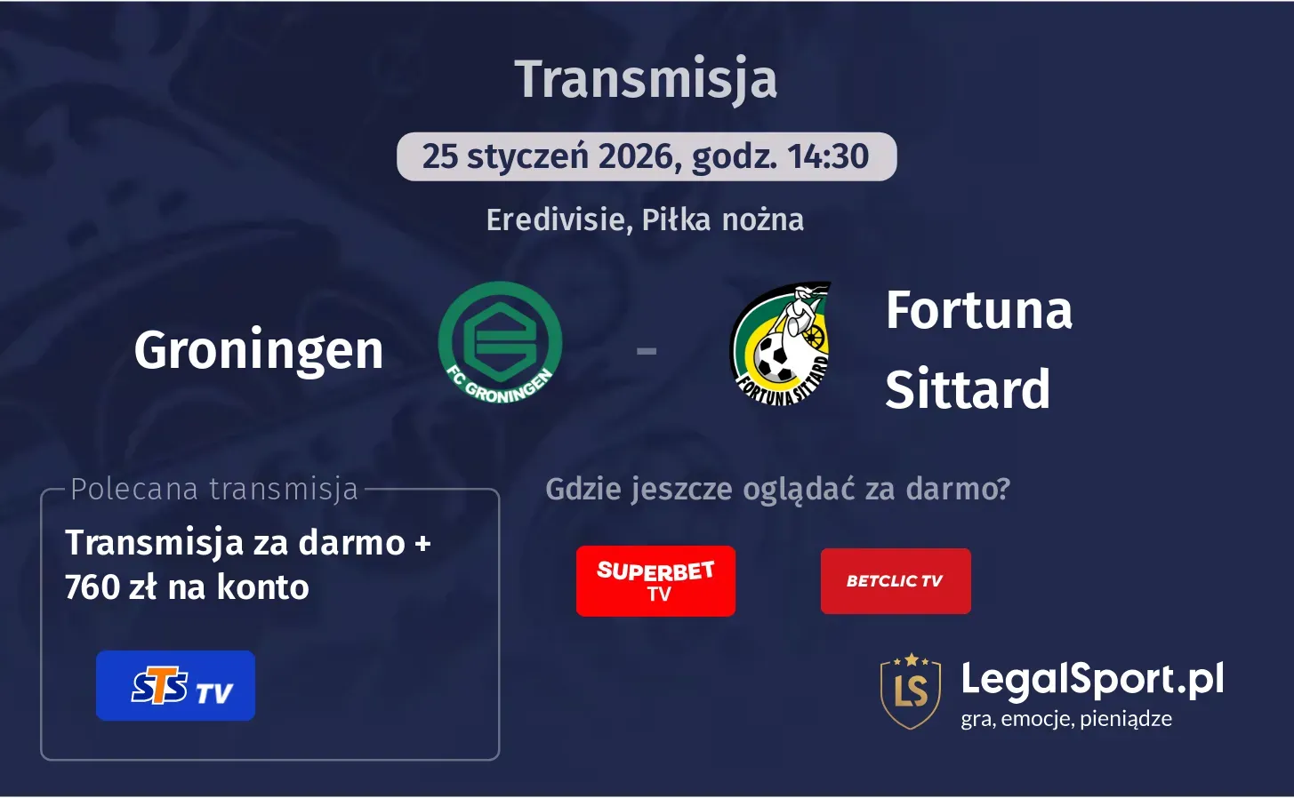 Groningen - Fortuna Sittard Transmisje
