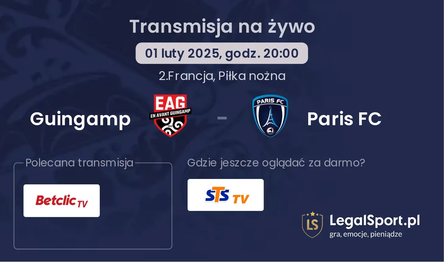 Guingamp - Paris FC gdzie oglądać?