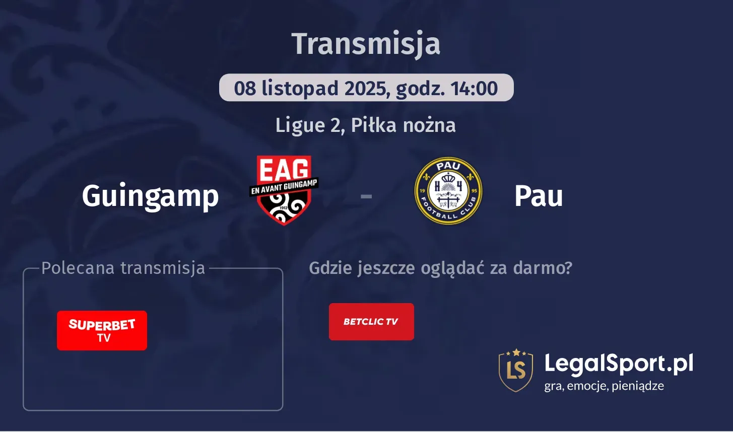 Guingamp - Pau Transmisje