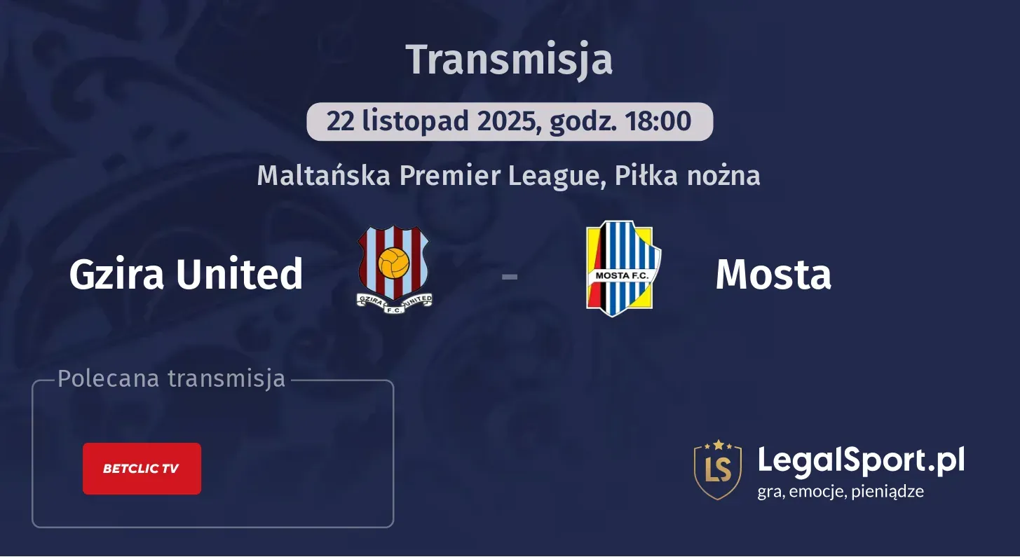 Gzira United - Mosta Transmisje