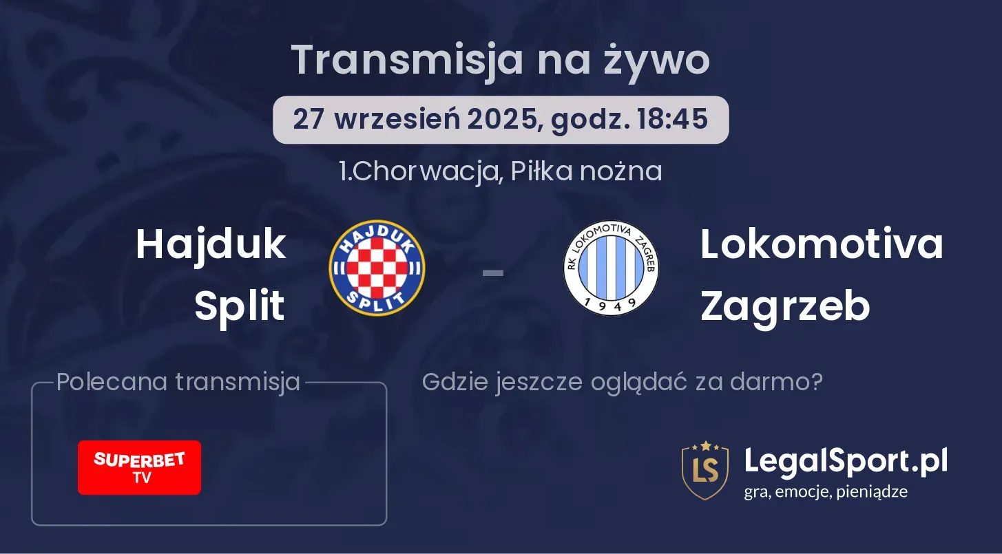 Hajduk Split - Lokomotiva Zagrzeb transmisja na żywo