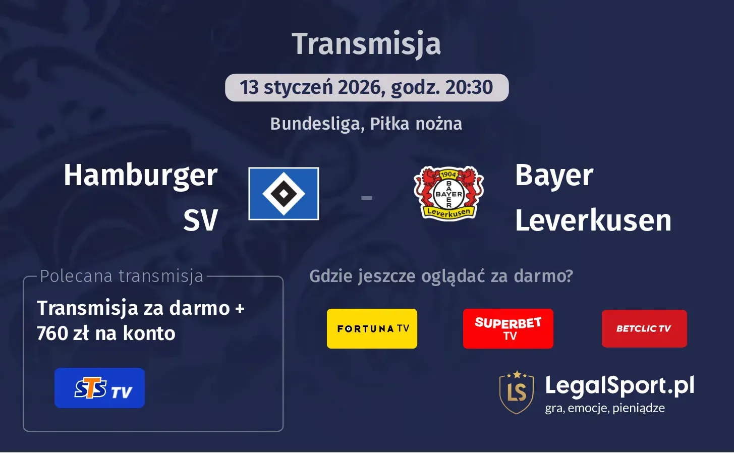 Hamburger SV - Bayer Leverkusen Transmisje
