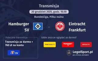 Hamburger SV - Eintracht Frankfurt gdzie oglądać? (20.12)