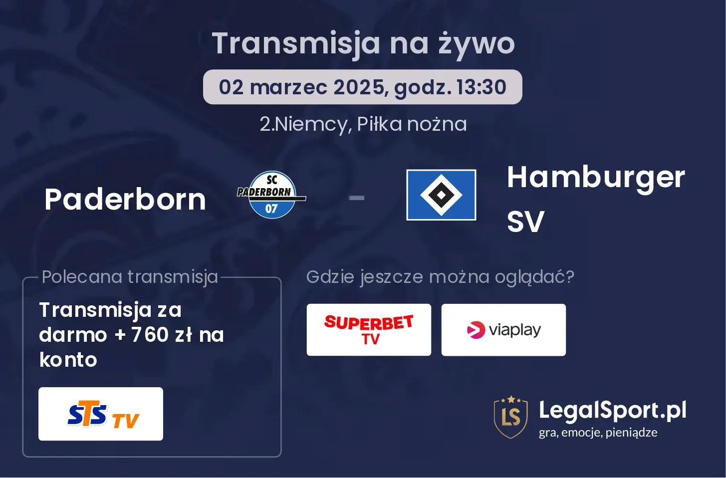 Paderborn - Hamburger SV gdzie oglądać?