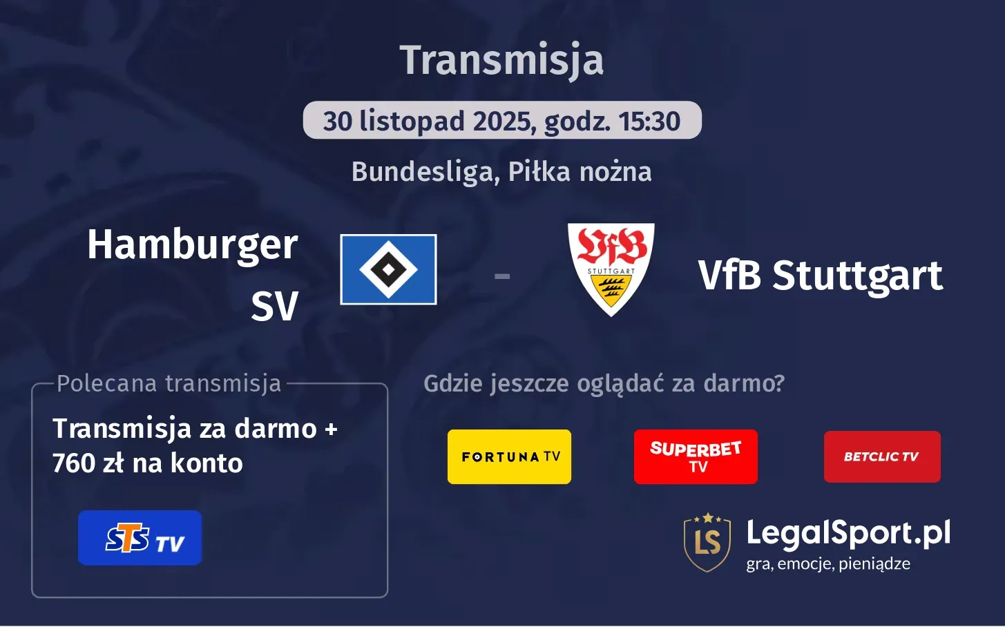 Hamburger SV - VfB Stuttgart Transmisje