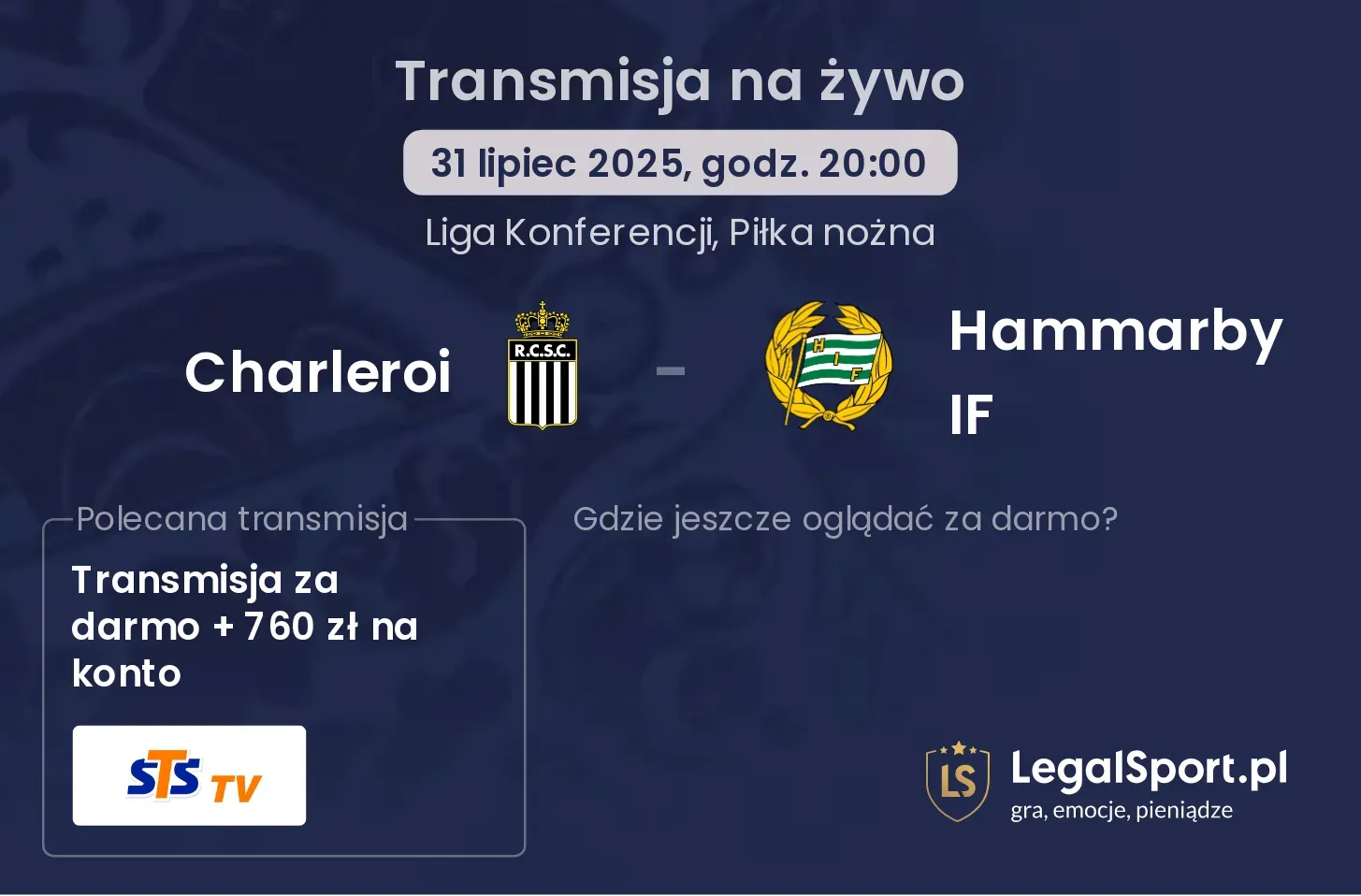 Hammarby IF - Charleroi transmisja na żywo