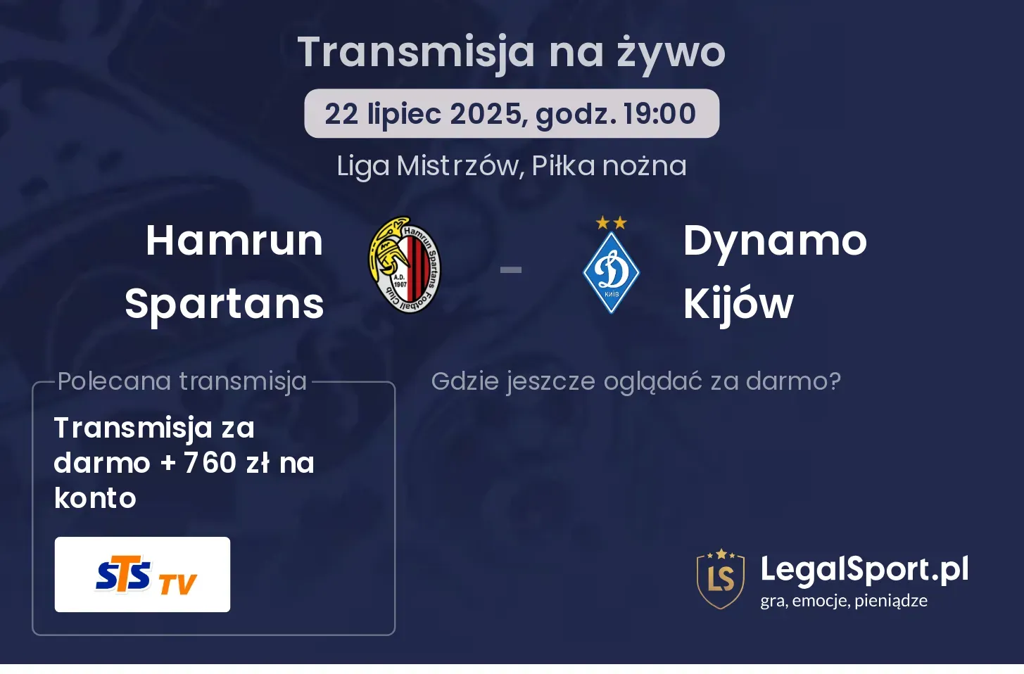 Hamrun Spartans - Dynamo Kijów transmisja na żywo
