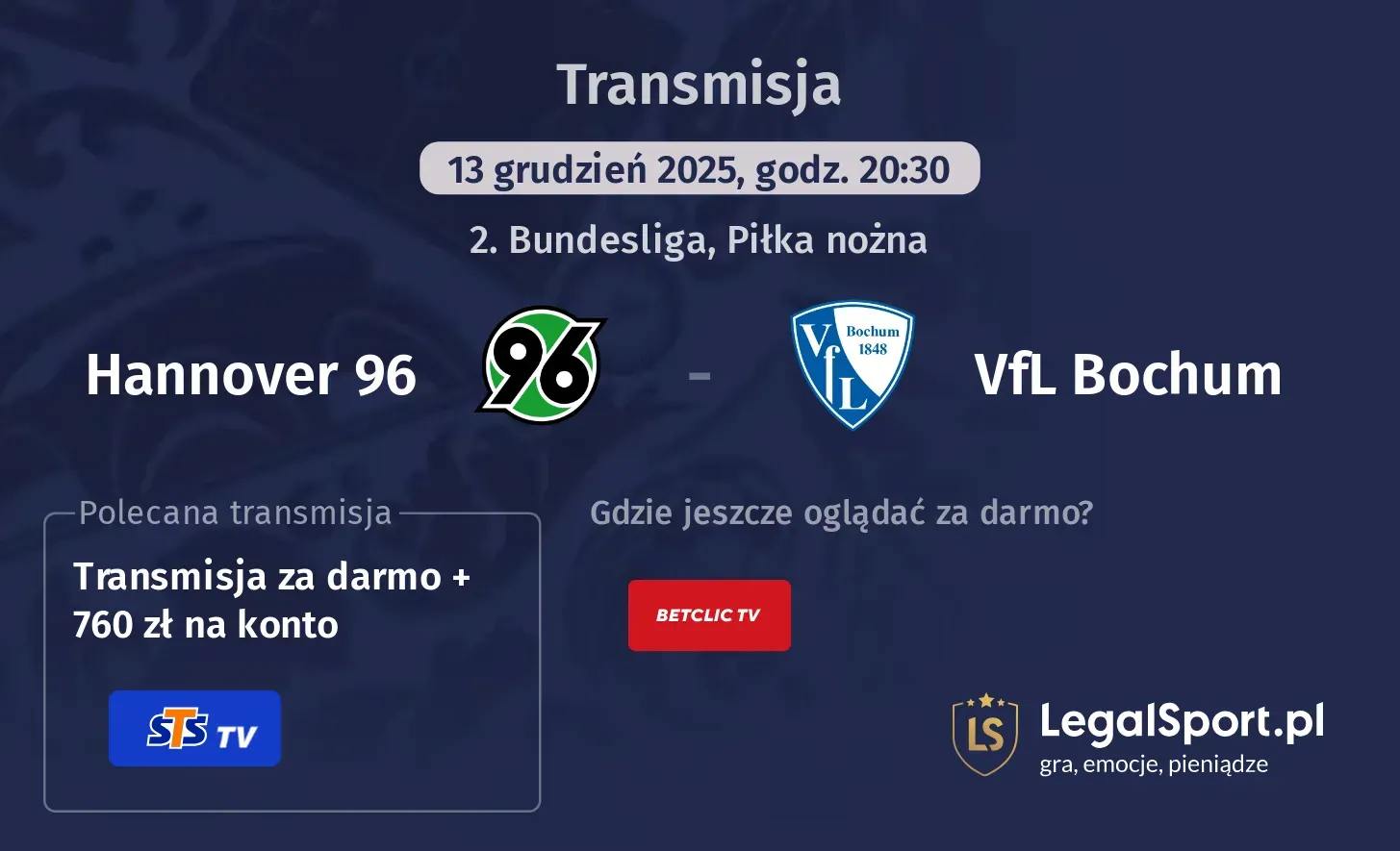 Hannover 96 - VfL Bochum Transmisje