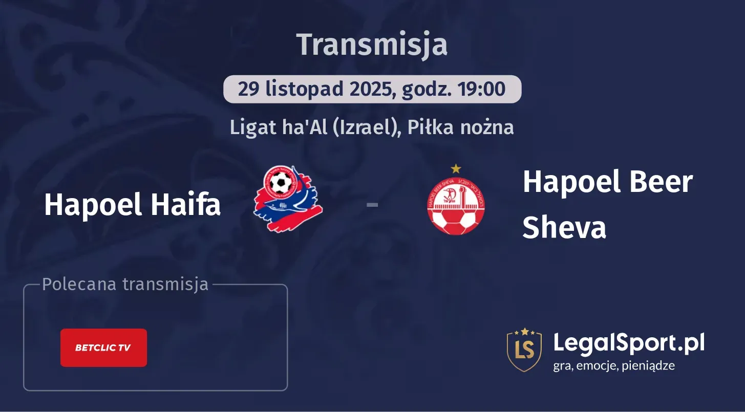 Hapoel Haifa - Hapoel Beer Sheva Transmisje