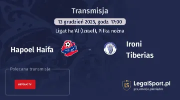 Hapoel Haifa - Ironi Tiberias gdzie oglądać? (13.12)