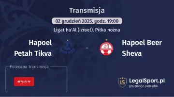 Hapoel Petah Tikva - Hapoel Beer Sheva gdzie oglądać? (02.12)
