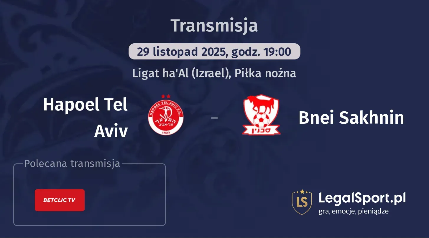 Hapoel Tel Aviv - Bnei Sakhnin Transmisje