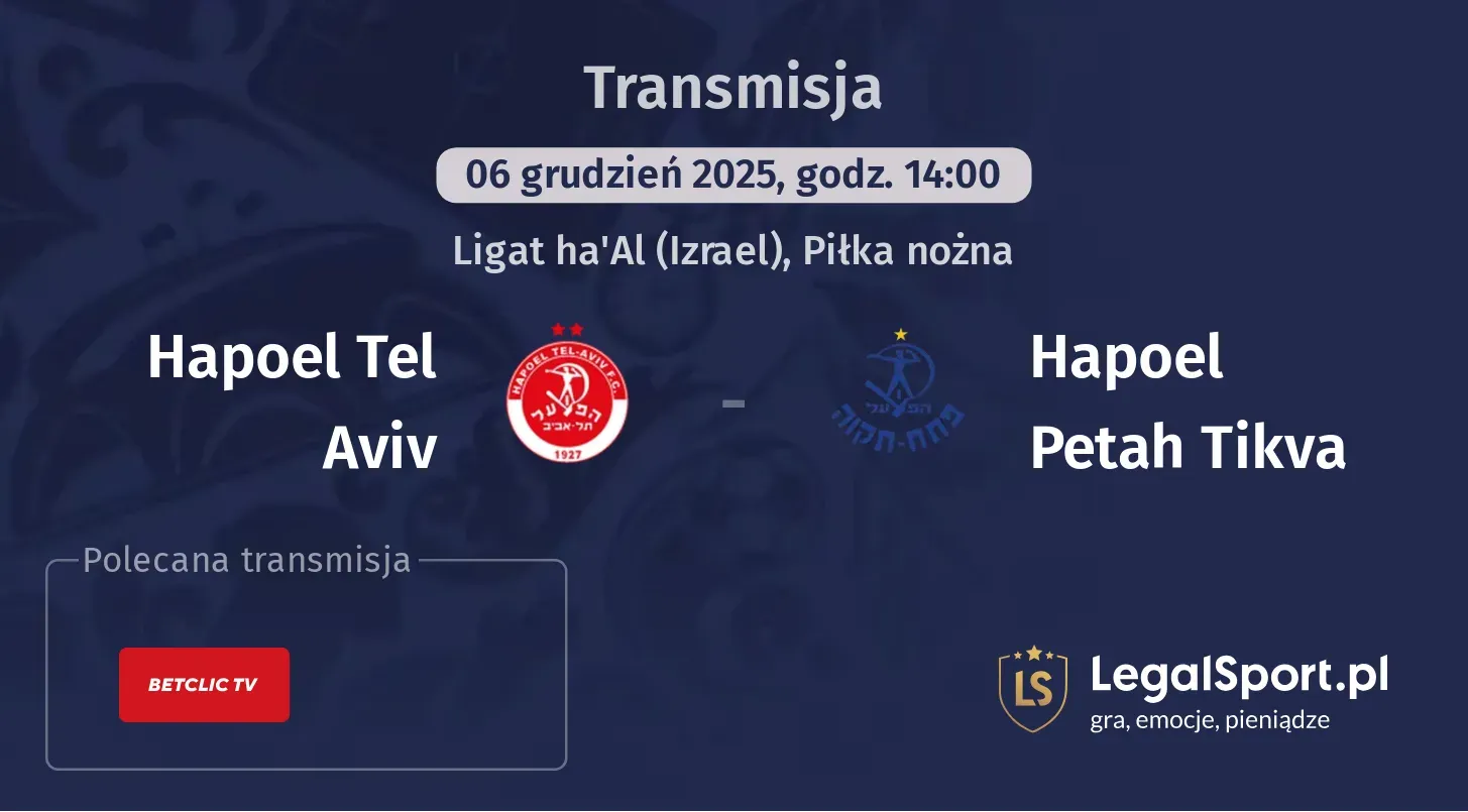 Hapoel Tel Aviv - Hapoel Petah Tikva Transmisje
