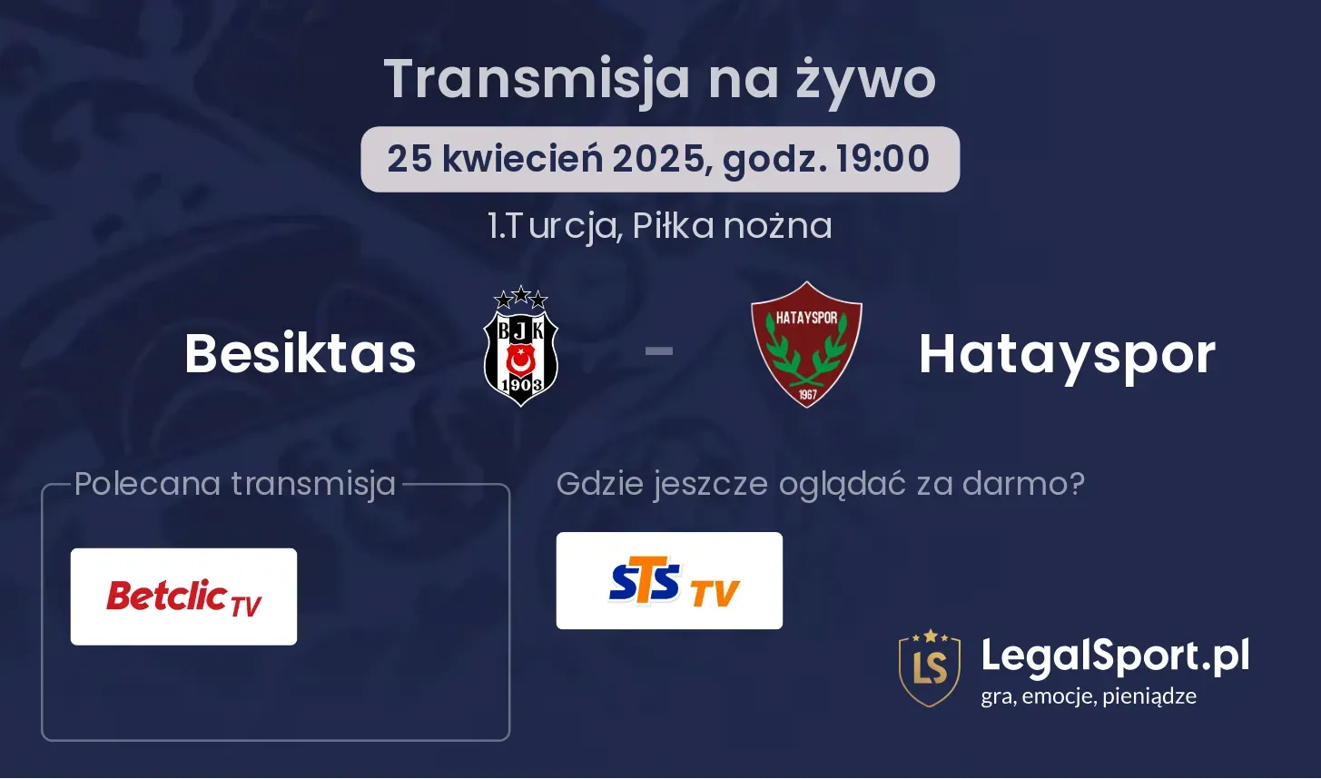 Hatayspor - Besiktas transmisja na żywo