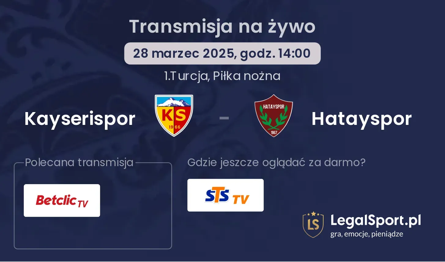 Kayserispor - Hatayspor gdzie oglądać transmisję?