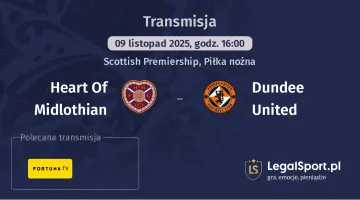 Heart Of Midlothian - Dundee United gdzie oglądać? (09.11)