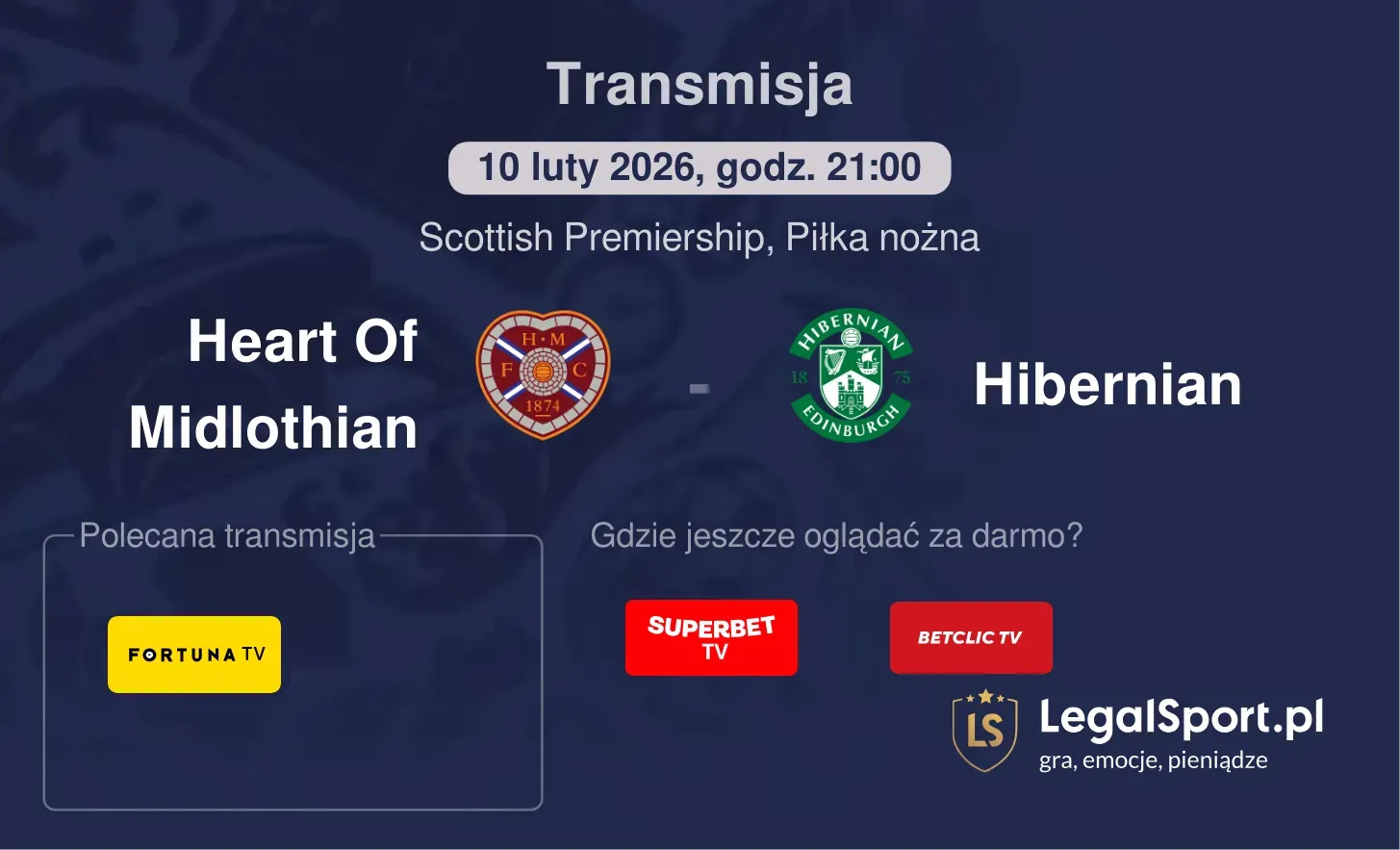 Heart Of Midlothian - Hibernian Transmisje