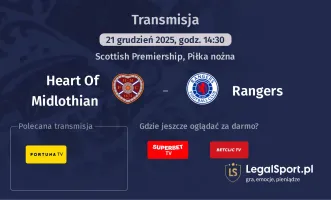 Heart Of Midlothian - Rangers gdzie oglądać? (21.12)