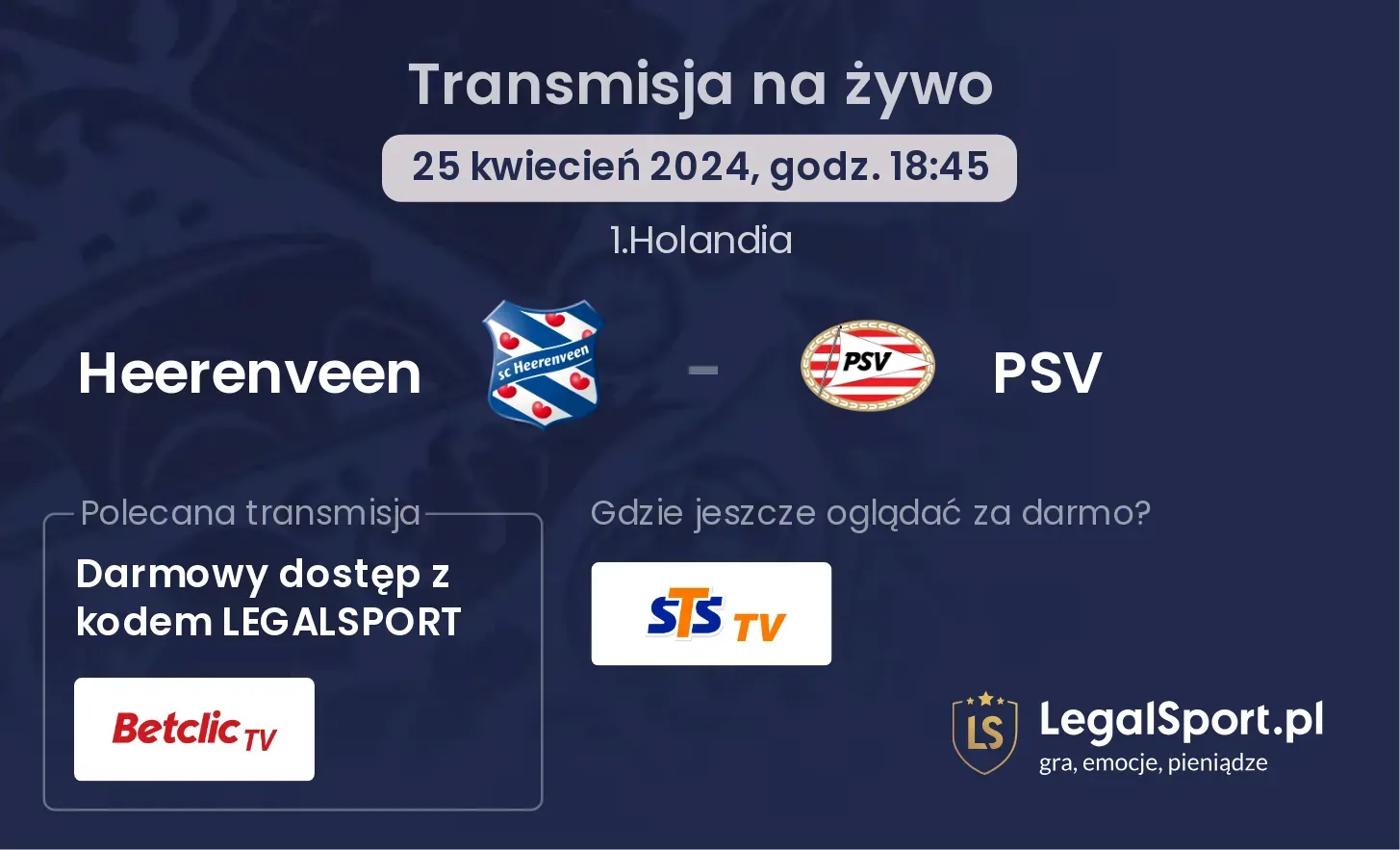 Heerenveen - PSV transmisja na żywo