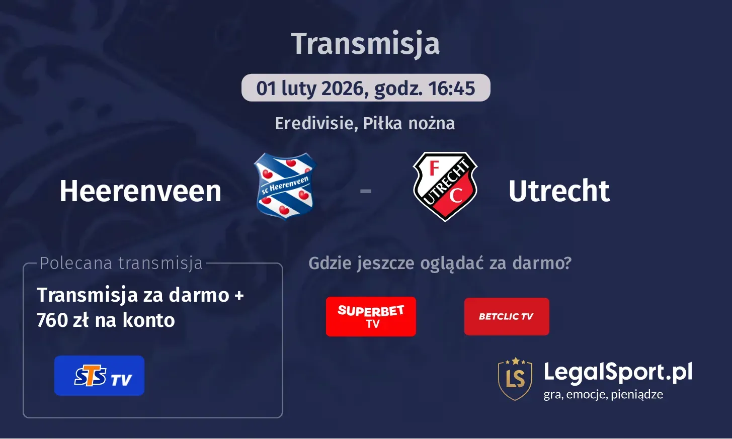 Heerenveen - Utrecht Transmisje