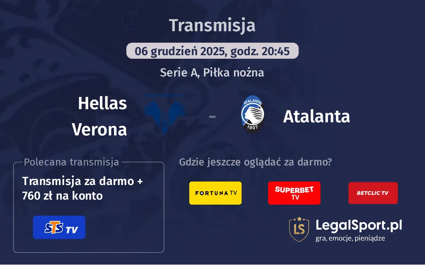 Hellas Verona - Atalanta Transmisje