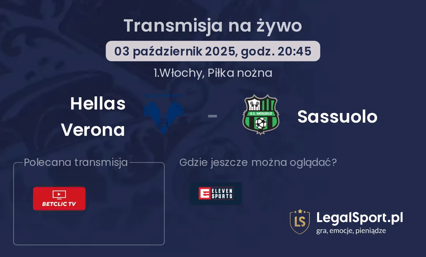 Hellas Verona - Sassuolo transmisja na żywo