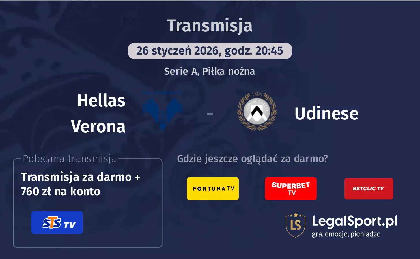 Hellas Verona - Udinese Transmisje