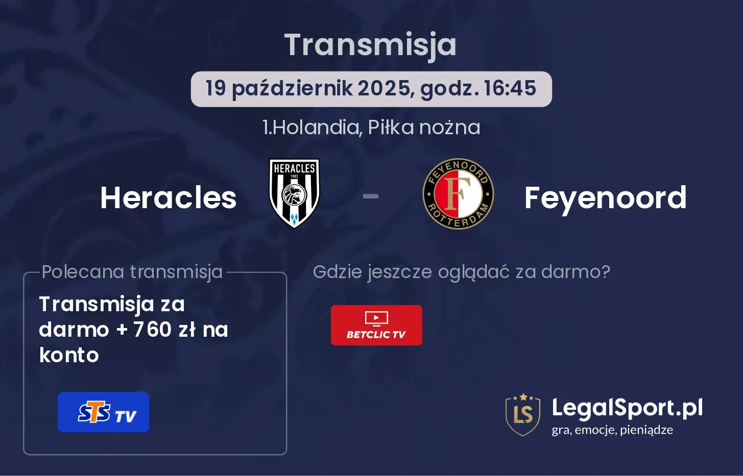 Heracles - Feyenoord Transmisje