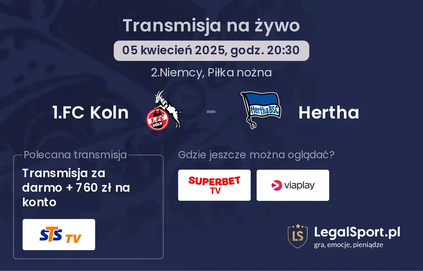 1.FC Koln - Hertha gdzie oglądać?