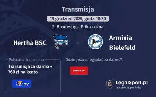 Hertha BSC - Arminia Bielefeld gdzie oglądać (19.12.2025)