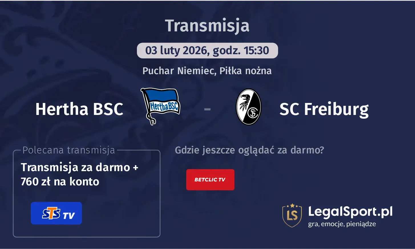 Hertha BSC - SC Freiburg Transmisje