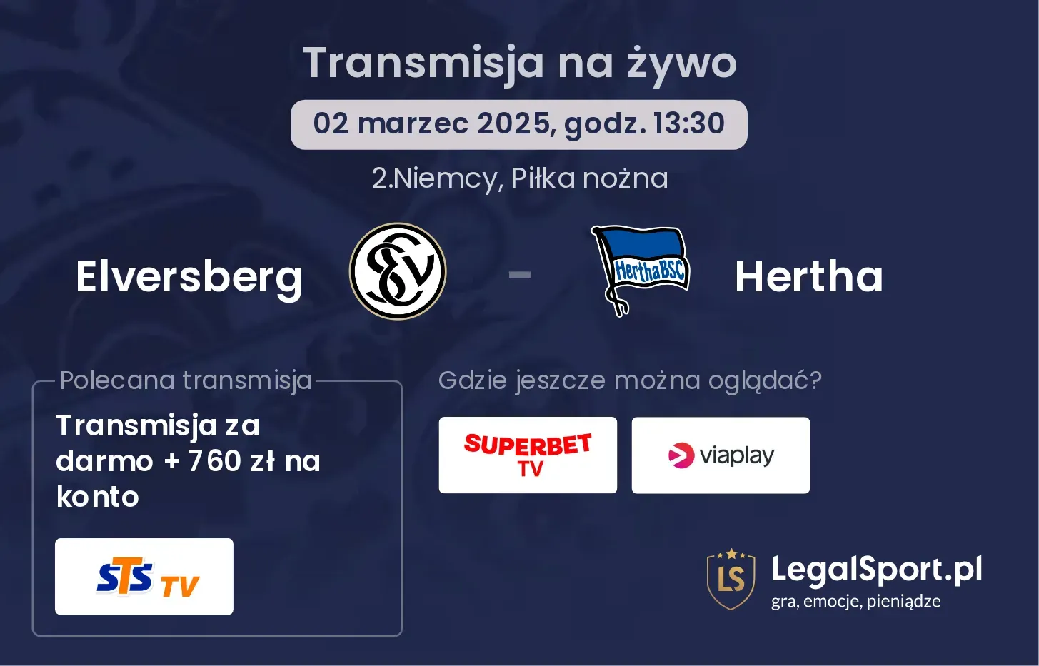 Elversberg - Hertha gdzie oglądać?