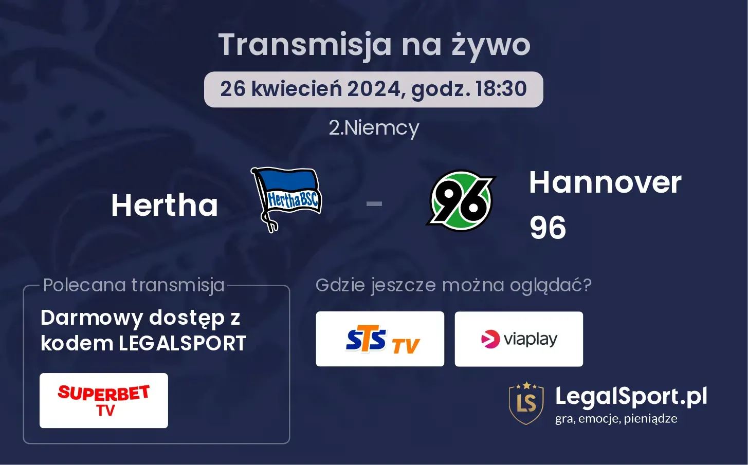 Hertha - Hannover 96 transmisja na żywo