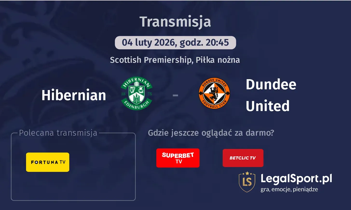 Hibernian - Dundee United Transmisje