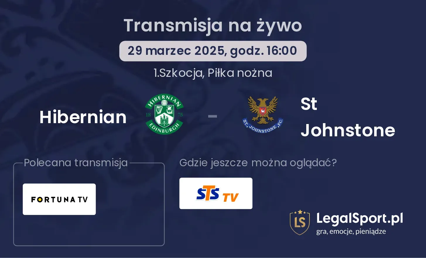 Hibernian - St Johnstone gdzie oglądać transmisję?