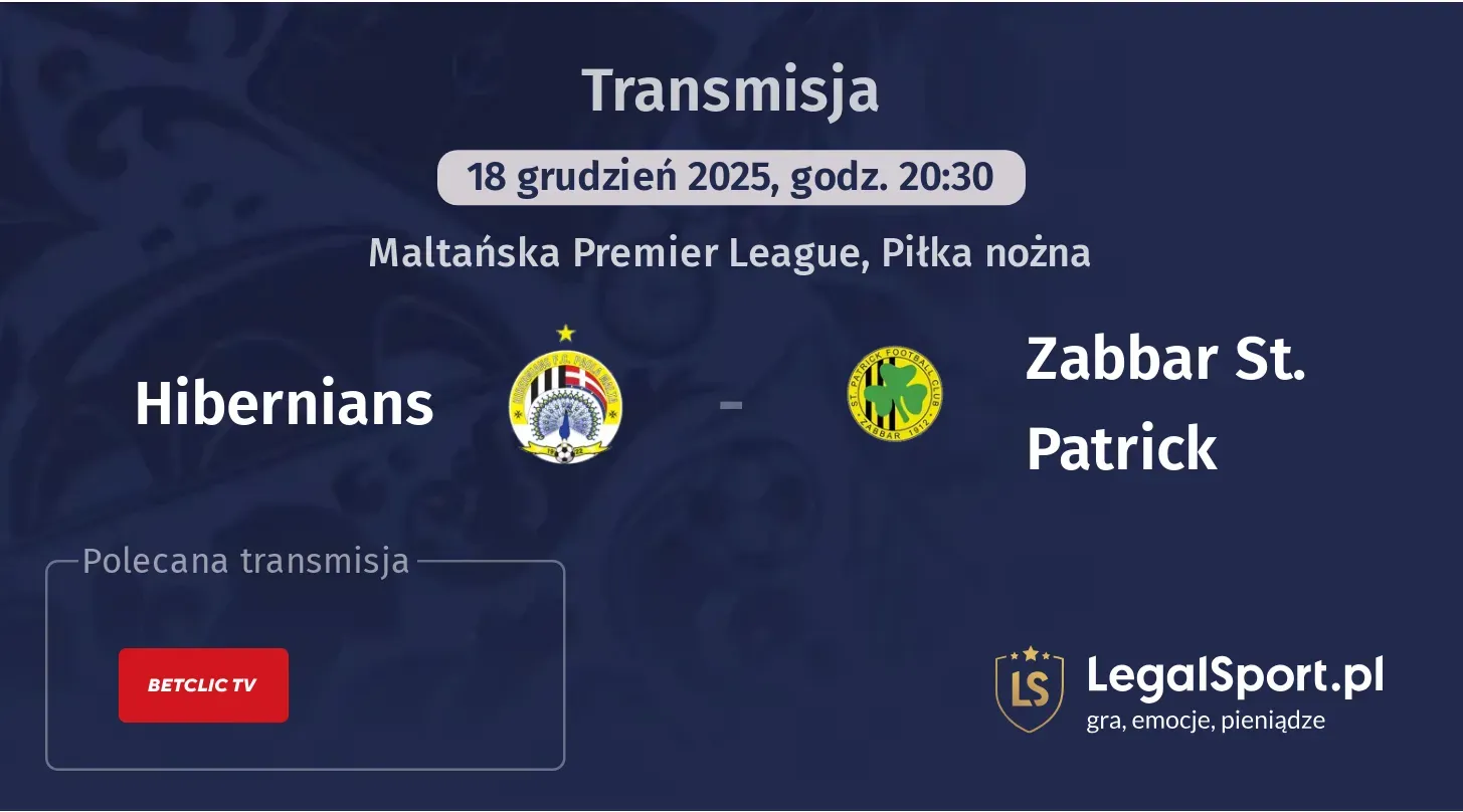 Hibernians - Zabbar St. Patrick Transmisje