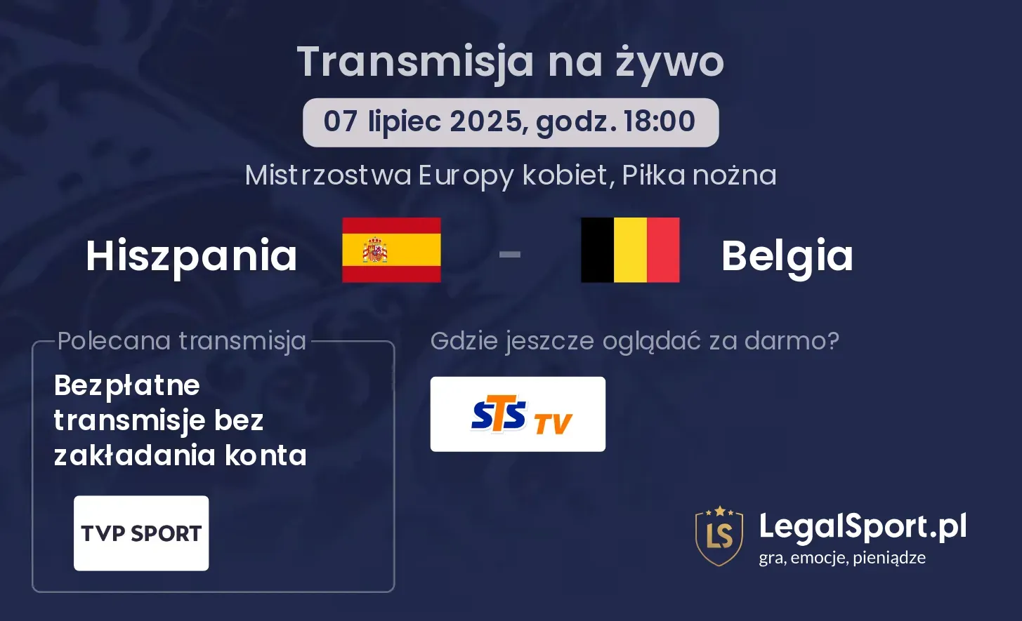 Hiszpania - Belgia gdzie oglądać?
