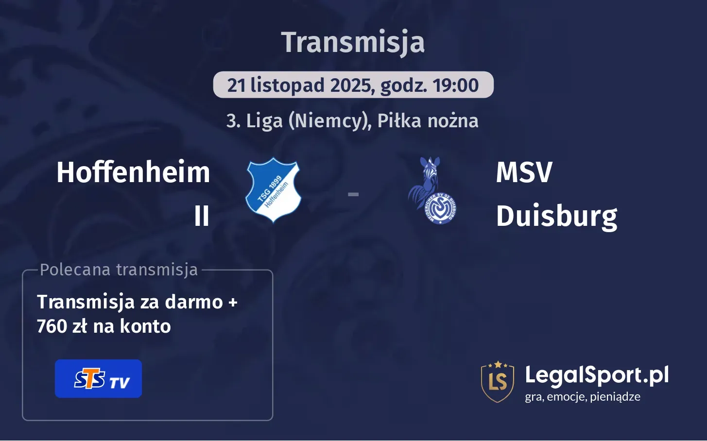 Hoffenheim II - MSV Duisburg Transmisje