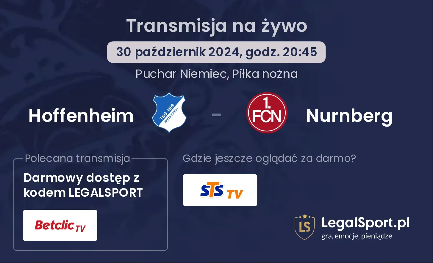 Hoffenheim - Nurnberg gdzie oglądać? 30.10, godz. 20:45