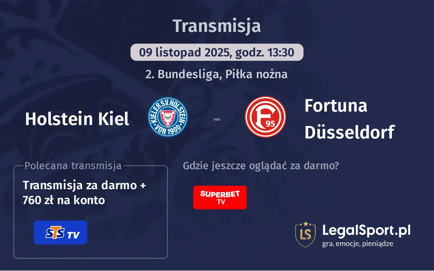 Holstein Kiel - Fortuna Düsseldorf Transmisje