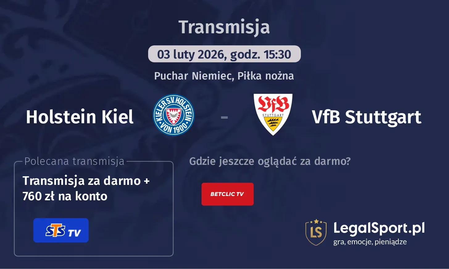 Holstein Kiel - VfB Stuttgart Transmisje