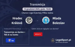 Hradec Králové - Mlada Boleslav gdzie oglądać? (13.12)